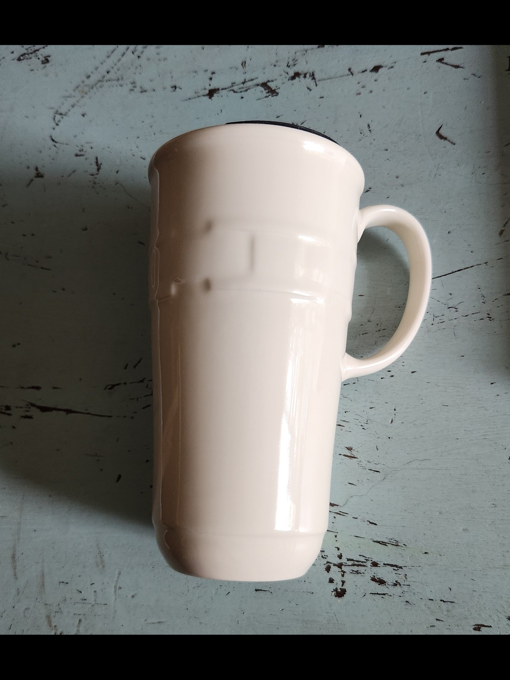 Longaberger Cream Woven Traditions 16 fl oz Tall Travel Coffee Mug With Lid!